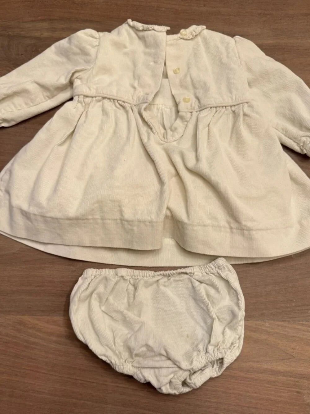 Ralph Lauren Ivory Corduroy Dress + Bloomer Set Baby 3M